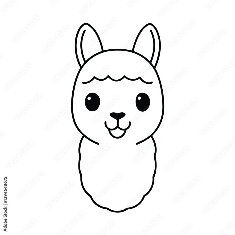 kawaii llama head with pastel colored fur and a smile kawaii llama head with pastel colored fur and a smile