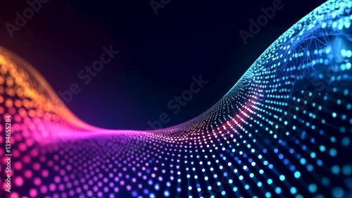 Pulsing neon geometric shapes moving rhythmically in a dark futuristic environment