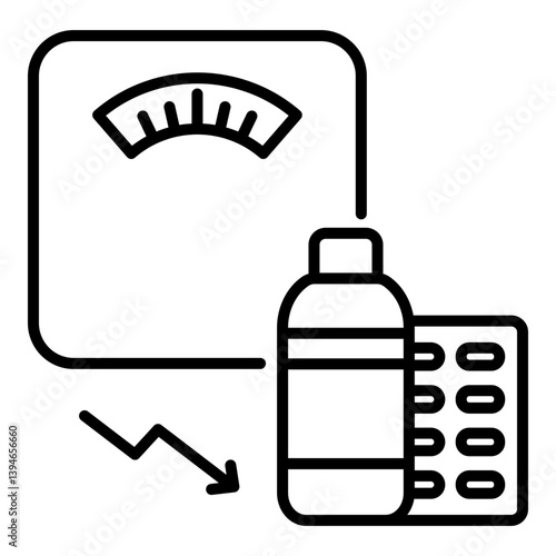 Weight loss drugs line icon