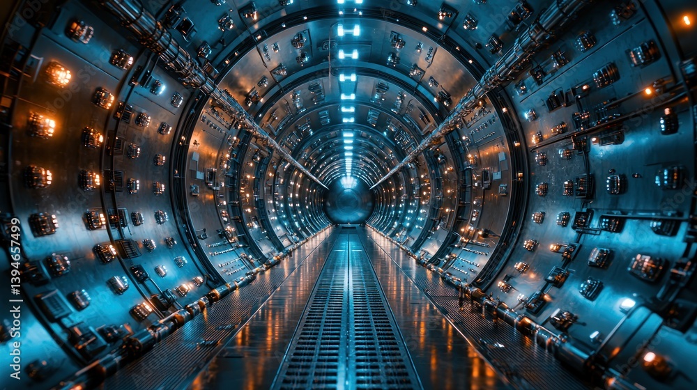 Fototapeta premium Futuristic industrial tunnel