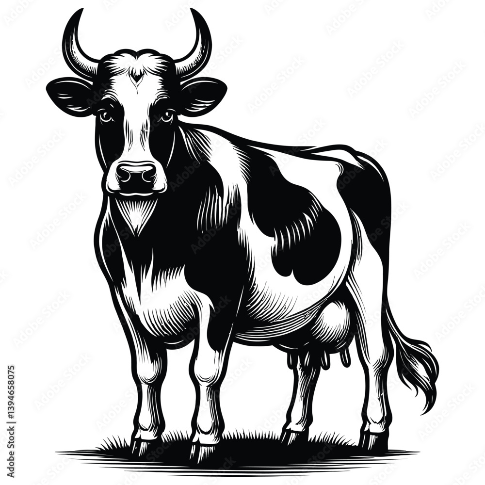 Fototapeta premium black and white cow