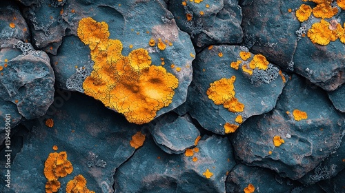 Rocky surface with vibrant orange growth
