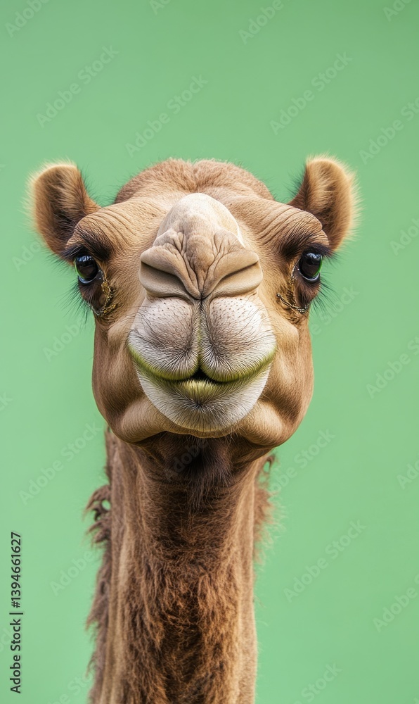 Fototapeta premium A baby camel with a big smile on its face