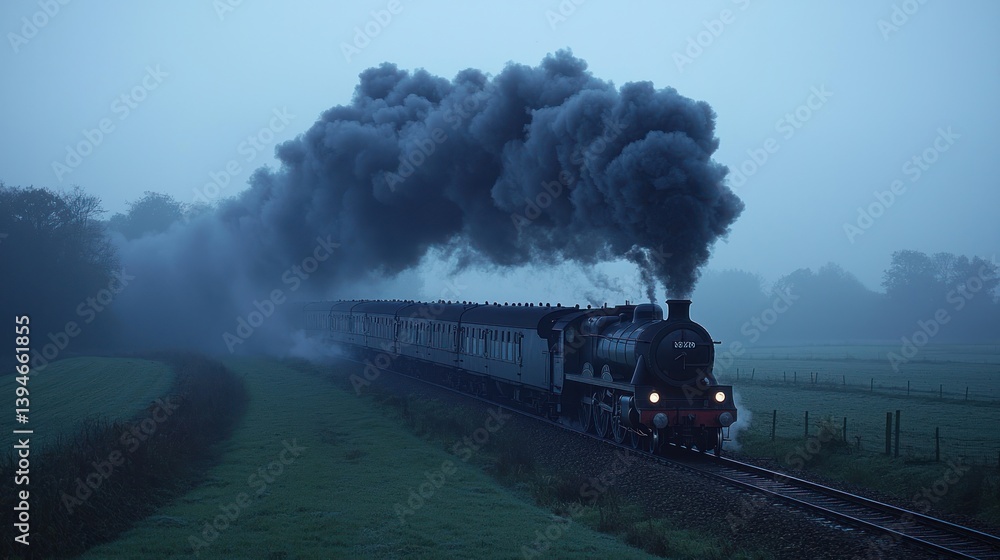 Obraz premium Misty steam train