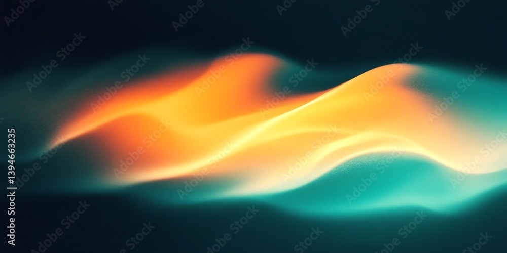 Obraz premium Abstract Teal and Orange Flowing Gradient Waves with Textured Details on Dark Backdrop