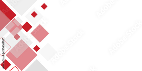 White background with abstract red grey square decoration. Vector illustration for modern presentation background, brochure design, business card background, website slider, landing page