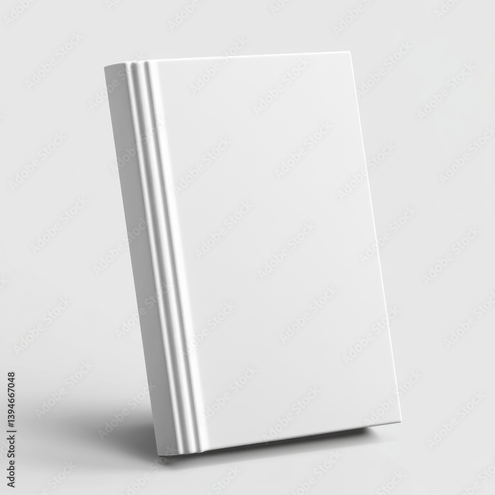 A blank white book stands upright on a flat surface, showcasing its clean and simple design, ideal for various creative applications A blank white book stands upright on a flat surface, showcasing its clean and simple design, ideal for various creative applications