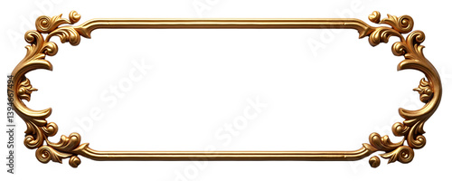 Ornate Gold Frame, Floral Border, Transparent Background. Elegant, Decorative.
