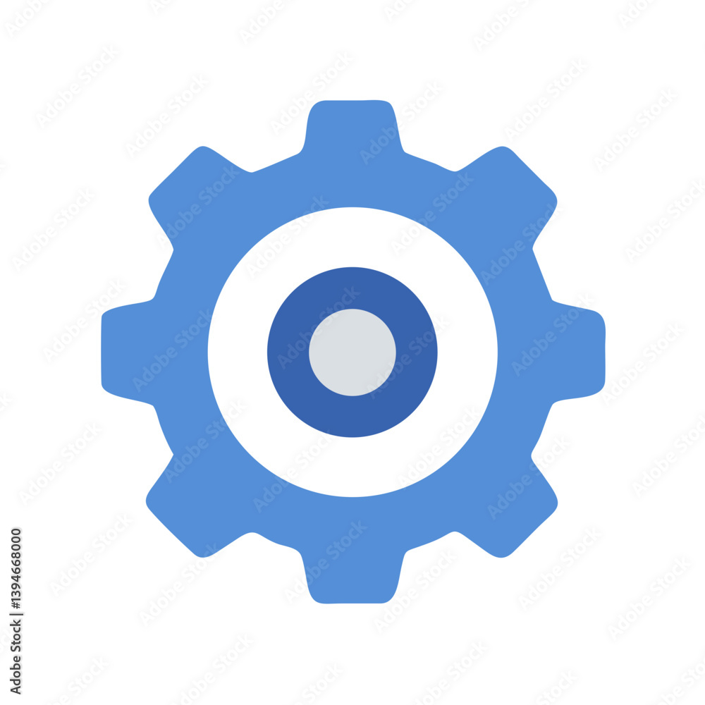 Gear Icon Outline Vector for Mechanical and Technical Coloring Book Pages

