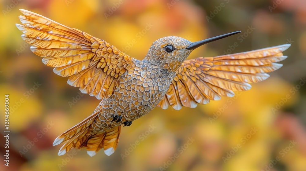 Fototapeta premium Detailed hummingbird in flight