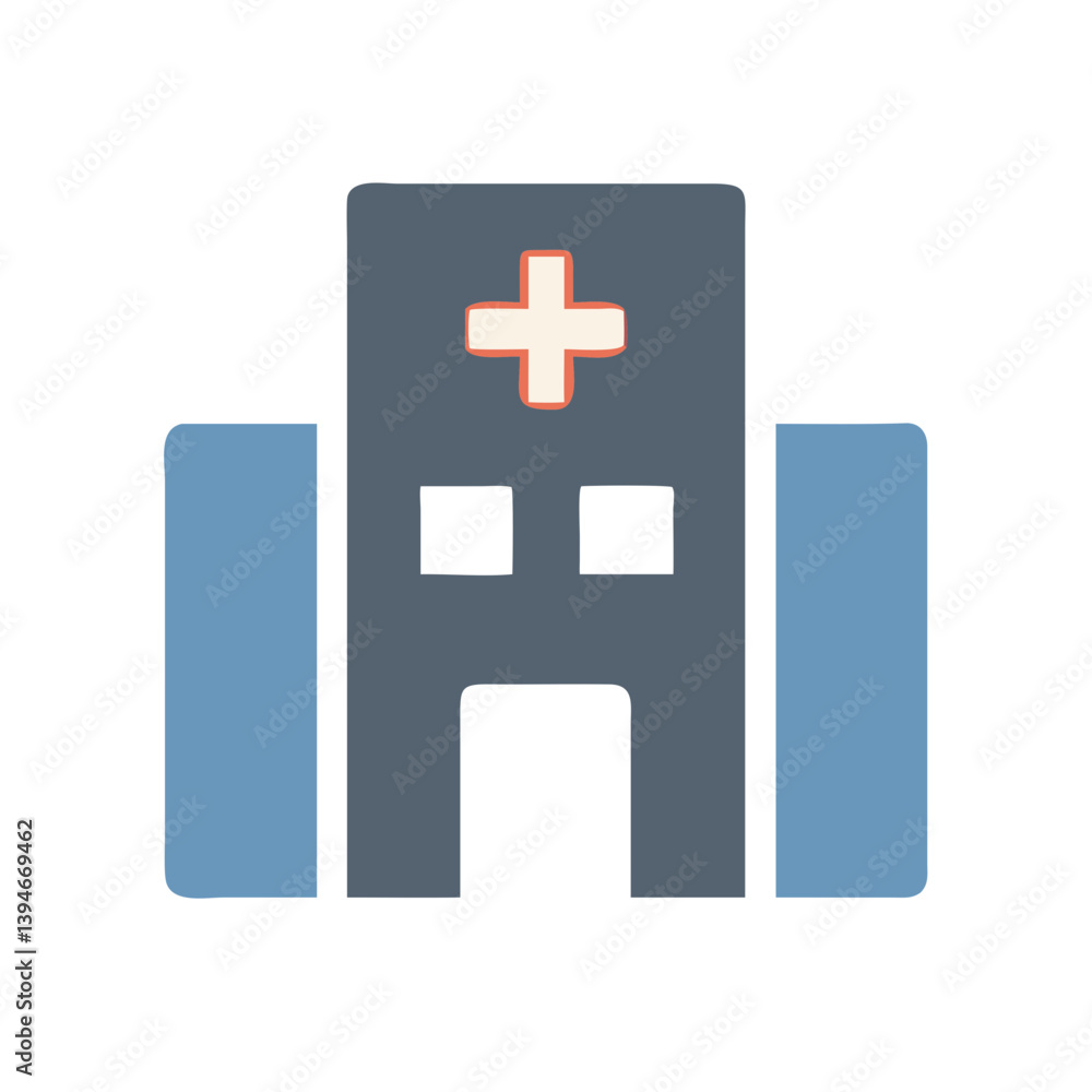 Fototapeta premium Hospital Building Icon Outline Coloring Book Page Line Art Drawing Set White Background