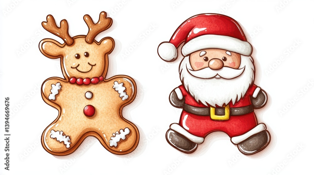 santa claus and reindeer cookie santa claus and reindeer cookie