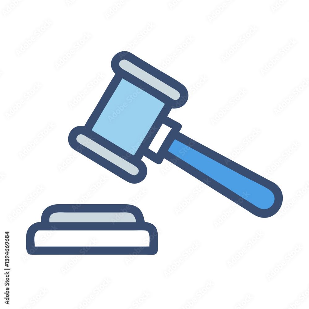 
Judge Gavel Icon Outline Coloring Book Page Line Art Drawing Set White Background

