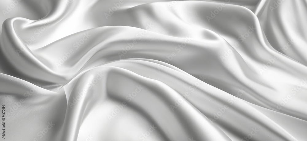 Elegant white satin fabric texture with soft folds and smooth surface Elegant white satin fabric texture with soft folds and smooth surface