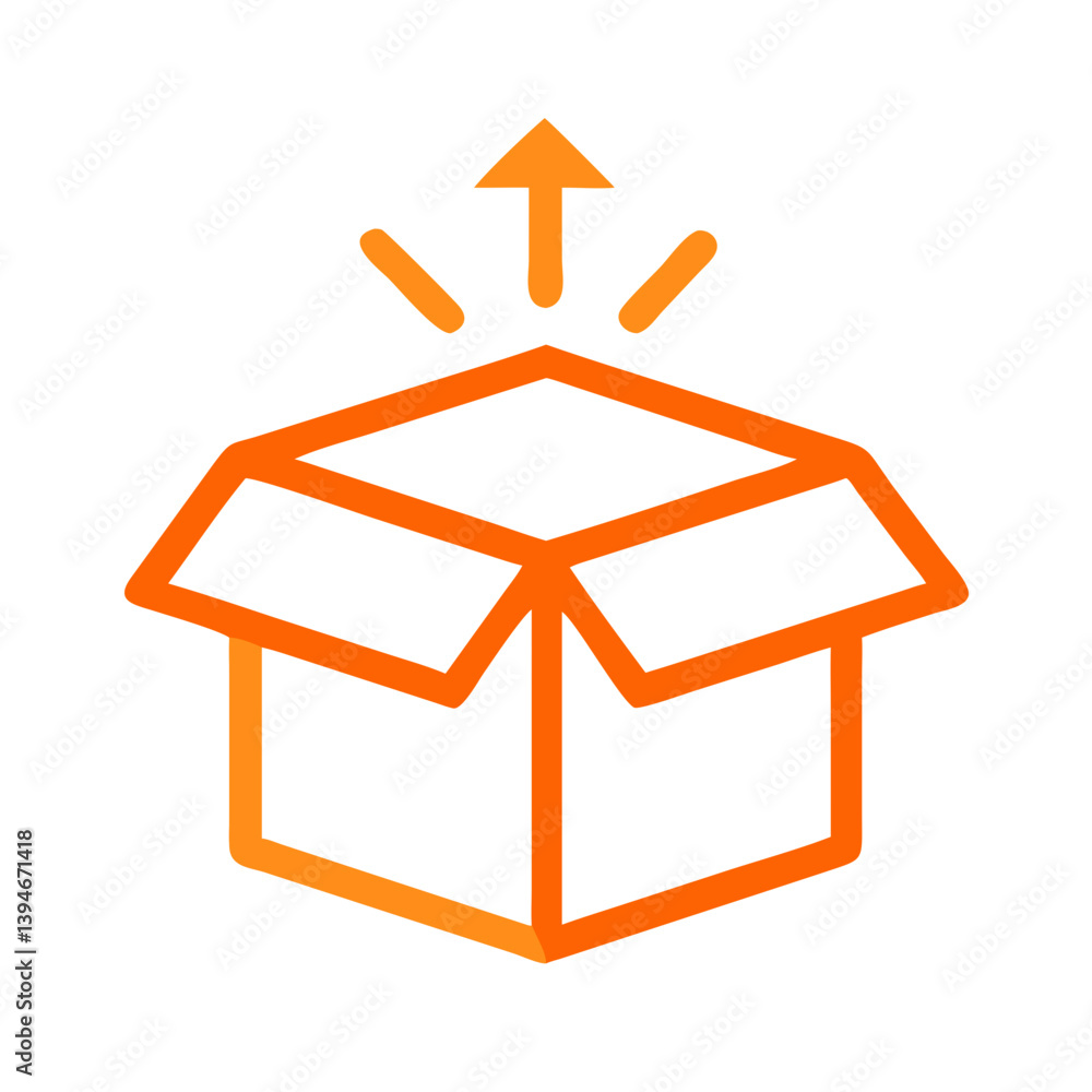 Open Box Icon Outline Coloring Book Page Line Art Drawing Set White Background

