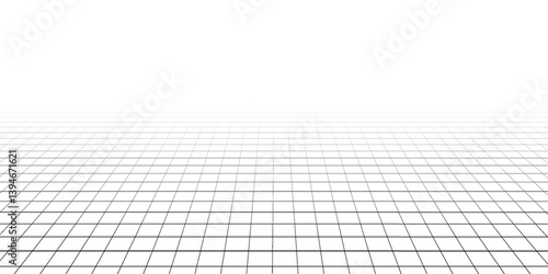 White background with gray perspective grid lines creating a square pattern. Template platform for technology, user interface, industry, science.