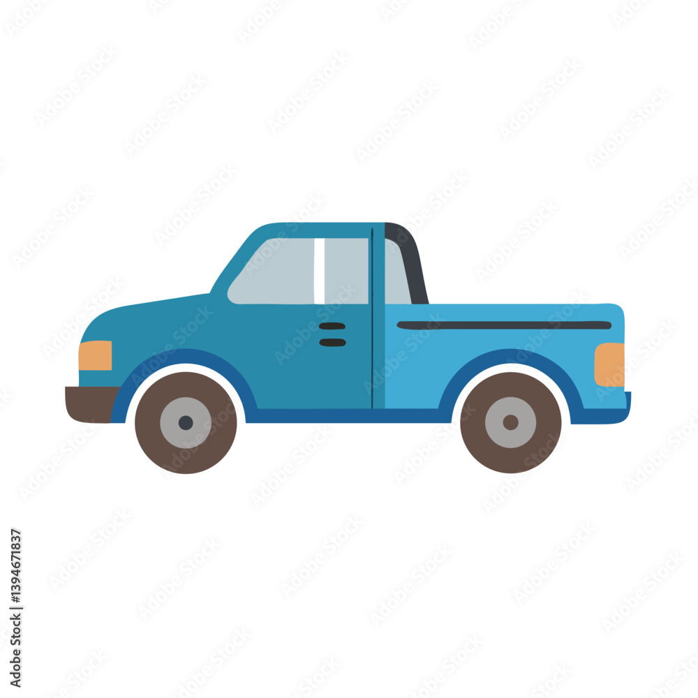 Pickup Truck Icon Outline Coloring Book Page Line Art Drawing Set White Background