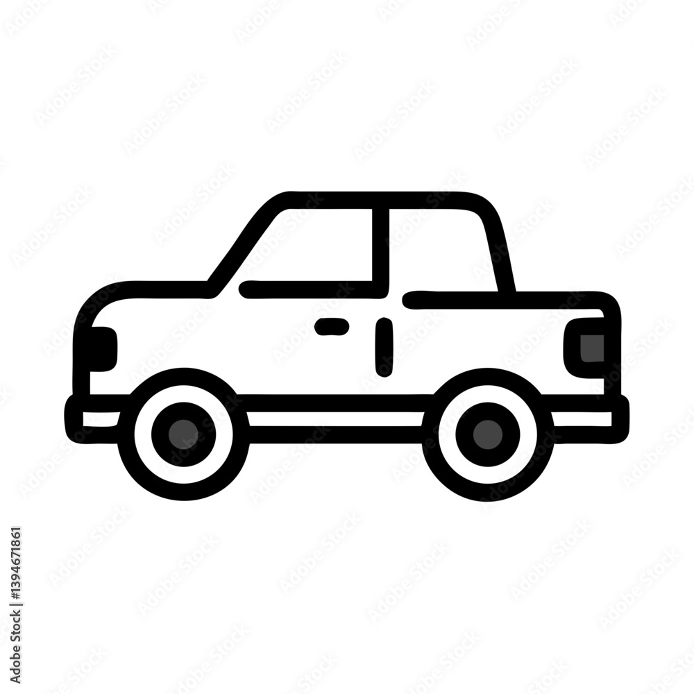Pickup Truck Icon Outline Coloring Book Page Line Art Drawing Set White Background Pickup Truck Icon Outline Coloring Book Page Line Art Drawing Set White Background