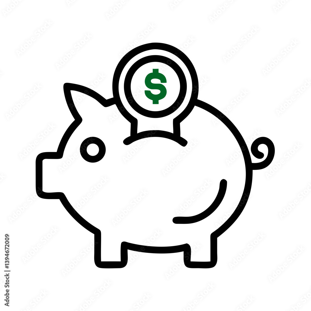 Piggy Bank Icon Outline Coloring Book Page Line Art Drawing Set White Background
Piggy Bank Icon Outline Coloring Book Page Line Art Drawing Set White Background