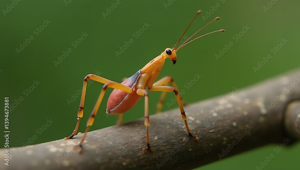 Fototapeta premium Macro Shot of Orange Insect on Branch