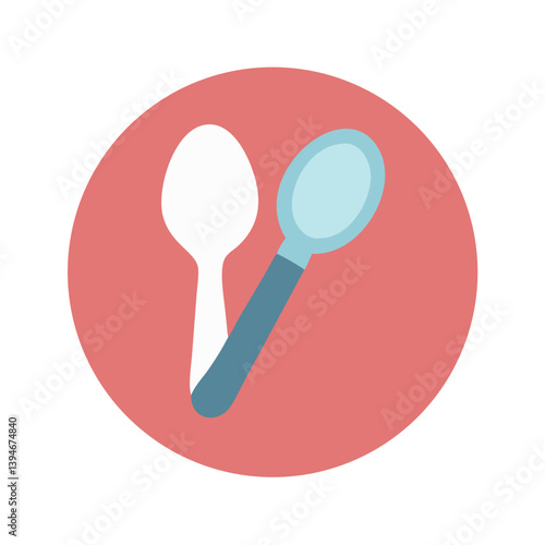 Spoon Icon Outline Coloring Book Page Line Art Drawing Set White Background

