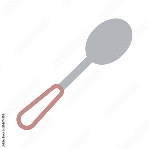 Spoon Icon Outline Coloring Book Page Line Art Drawing Set White Background

