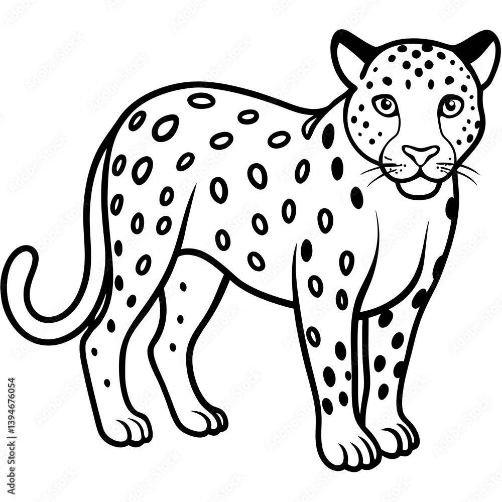 Fototapeta premium Minimalist Leopard Vector Design with Clean Line Art on a White Background