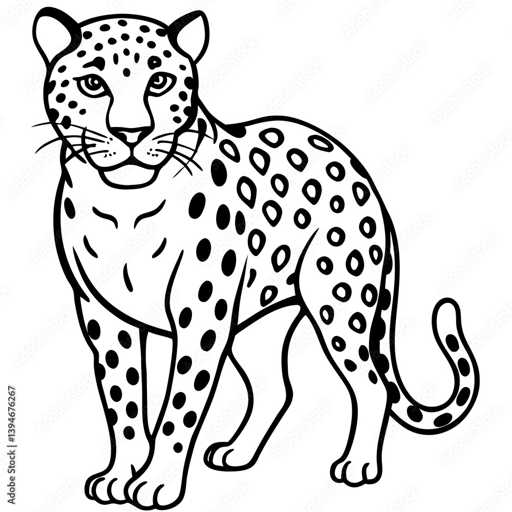 Minimalist Leopard Vector Design with Clean Line Art on a White Background Minimalist Leopard Vector Design with Clean Line Art on a White Background