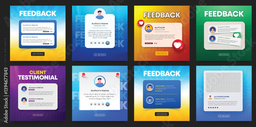 Client testimonials or customer feedback social media post web banner template. client testimonials social media post banner Bundle design template with multiple colors