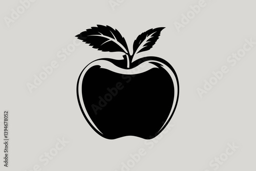 Simple Black Apple Illustration on Light Background  