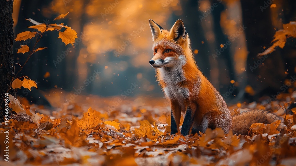 Obraz premium Fox in autumn forest