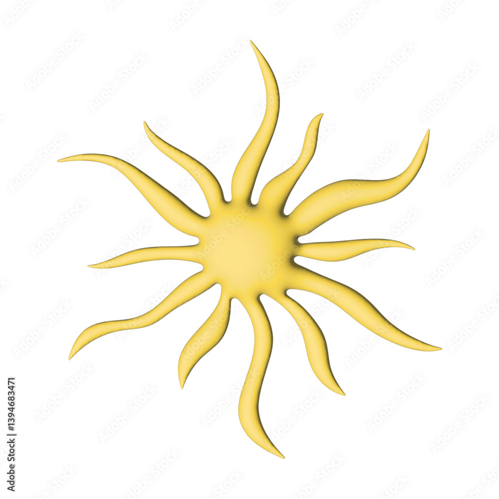 3d abstract sun symbol Summer clipart Single element for design 3d abstract sun symbol Summer clipart Single element for design