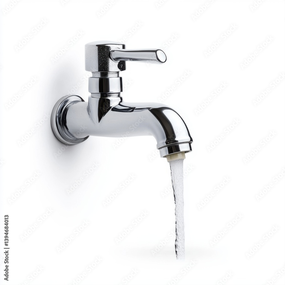 Stylish Chrome Faucet with Water Flowing, Modern Design for Contemporary Bathrooms and Kitchens Stylish Chrome Faucet with Water Flowing, Modern Design for Contemporary Bathrooms and Kitchens
