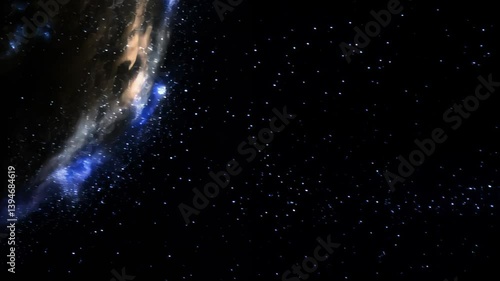 blue sky with stars, Experience a captivating exploration of the cosmos filled with shimmering stars and vibrant light bursts. beauty and vastness of the  universe