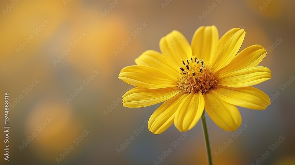 Obraz premium Single yellow flower in soft focus