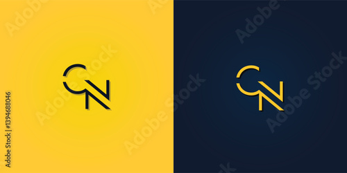 Minimalist Abstract Initial letter CN logo.