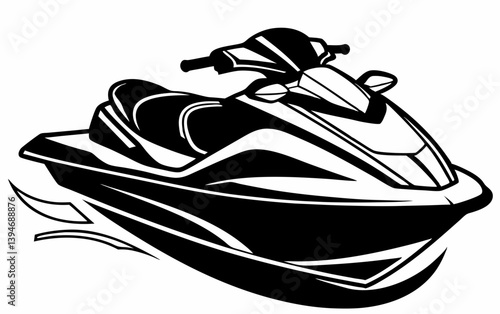 Jet Ski in Black and White Style for Water Sports Branding  