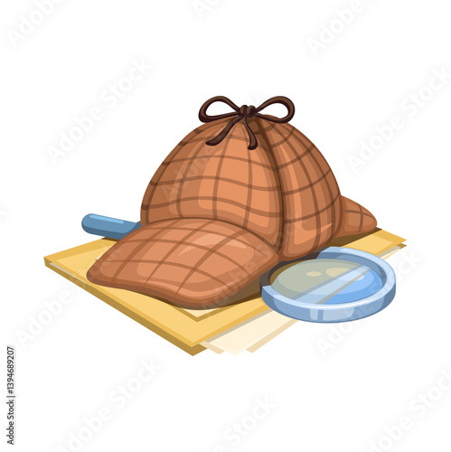 Detective Hat and Magnifying Glass Symbol Mascot Illustration Vector