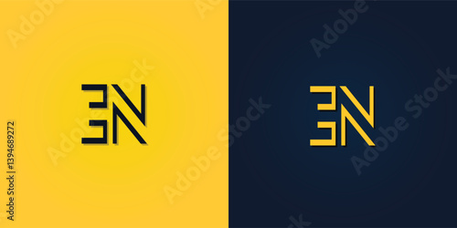 Minimalist Abstract Initial letter EN logo.