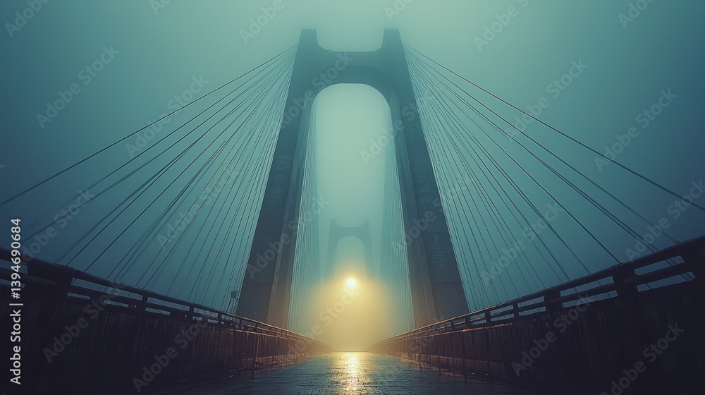 Obraz premium Misty Bridge at Night