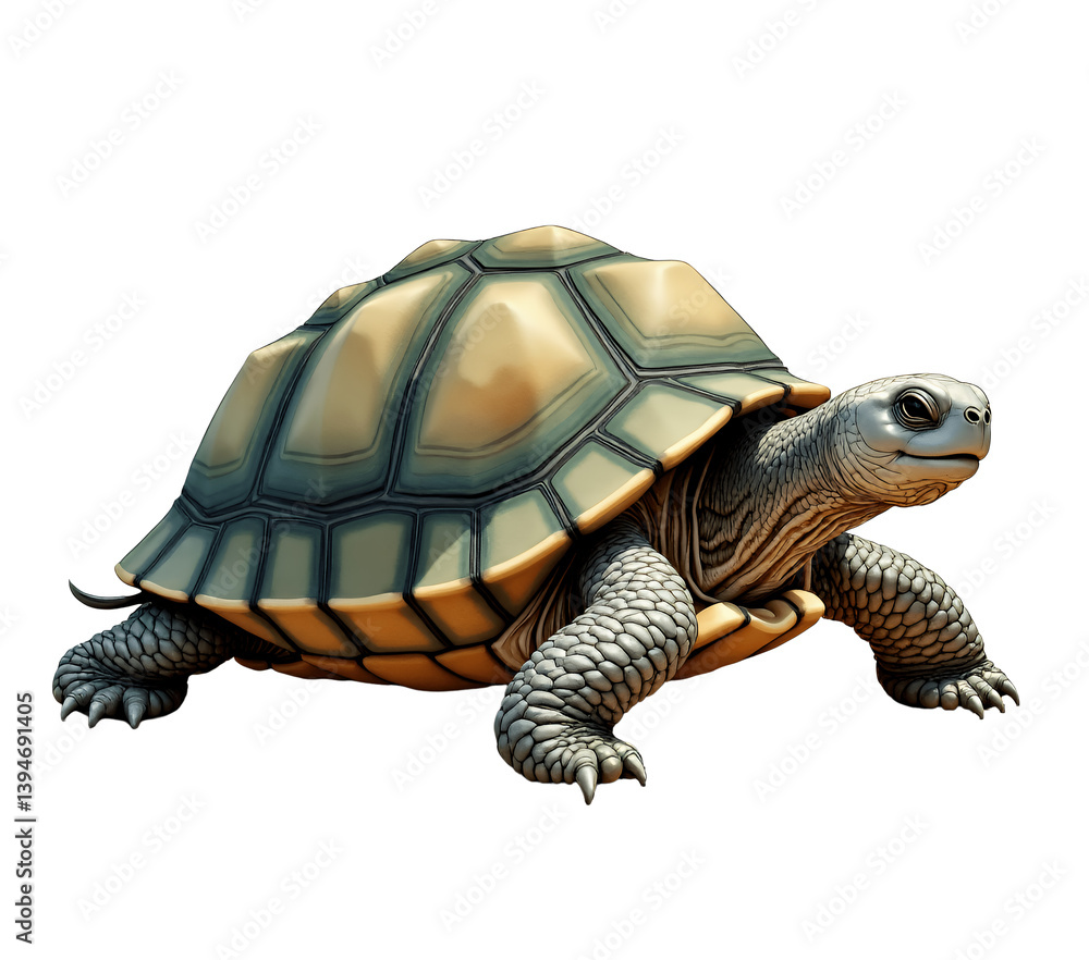Fototapeta premium Turtle Illustration, Detailed Shell, Reptile, Transparent Background.