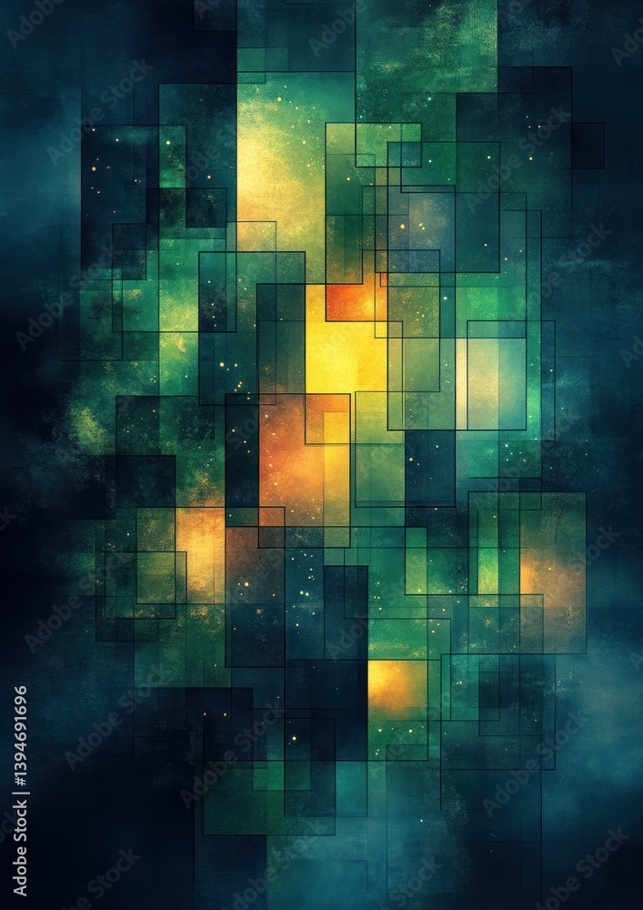 Dynamic Abstract Geometric Pattern with Gradient Lighting in Green and Blue for Corporate Design and Marketing Materials Dynamic Abstract Geometric Pattern with Gradient Lighting in Green and Blue for Corporate Design and Marketing Materials
