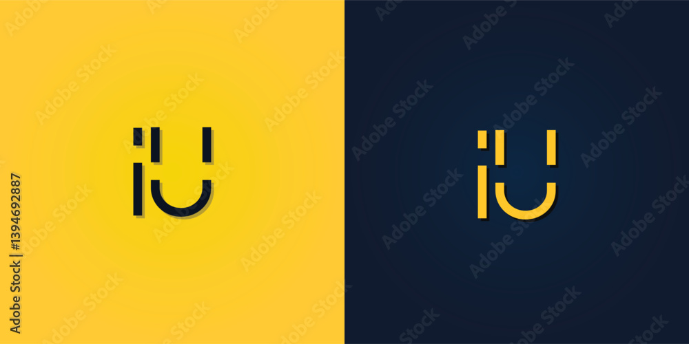 Fototapeta premium Minimalist Abstract Initial letter IU logo.