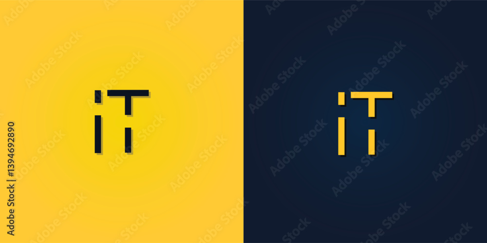 Obraz premium Minimalist Abstract Initial letter IT logo.