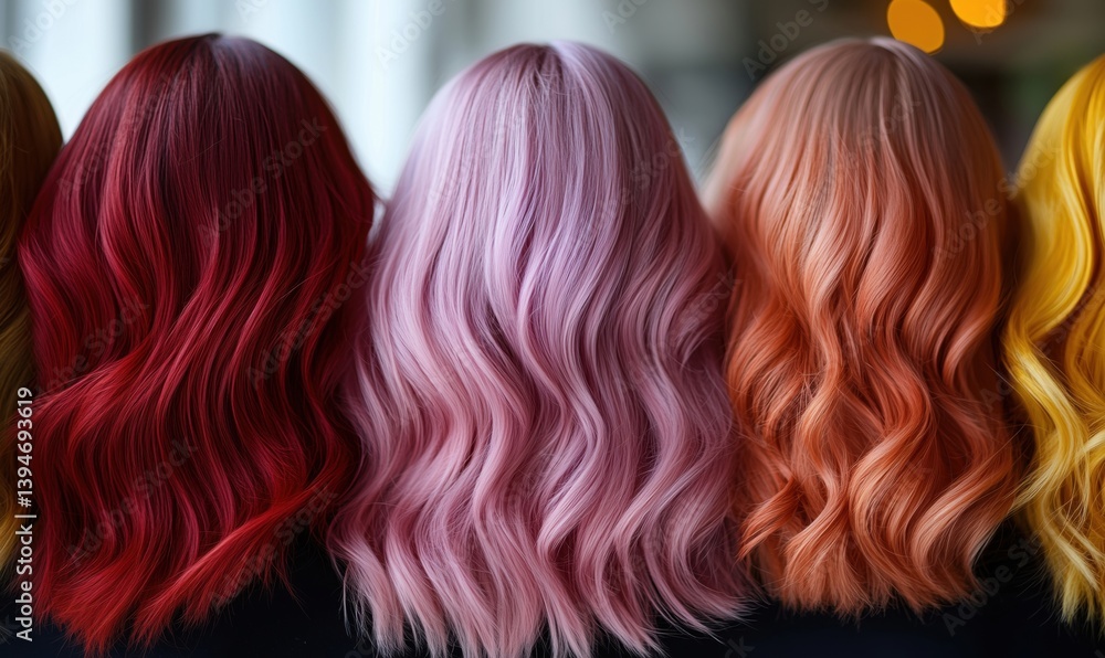 Vibrant Hair Colors Displayed in Wavy Styles from Red to Yellow Vibrant Hair Colors Displayed in Wavy Styles from Red to Yellow