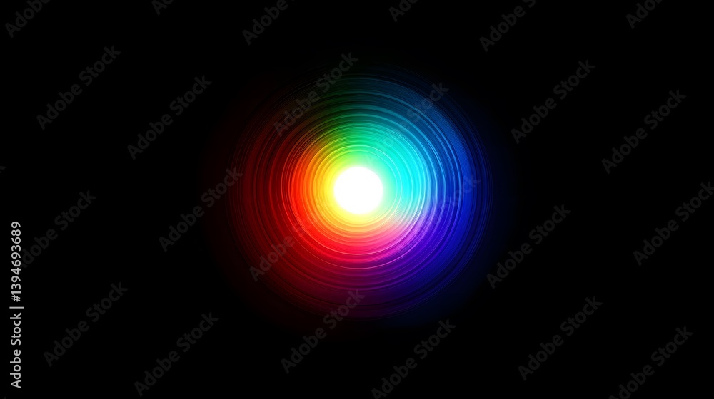 A glowing multicolored spiral on a black background A glowing multicolored spiral on a black background