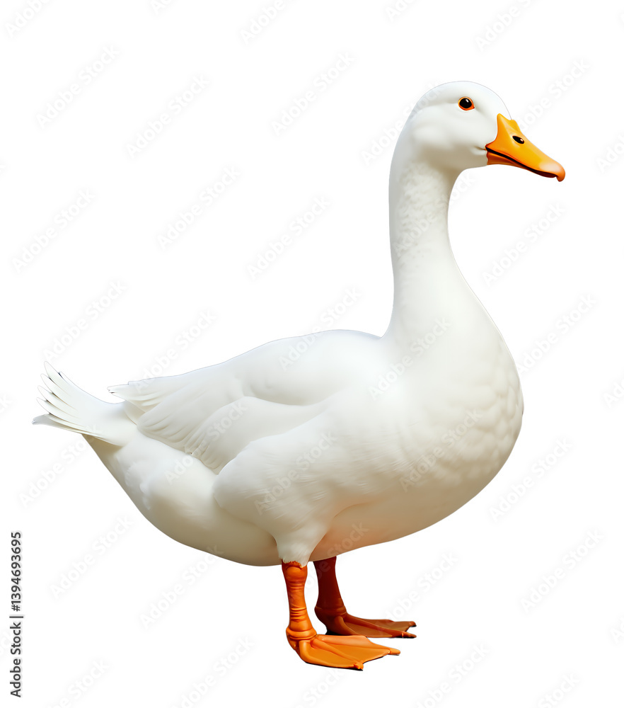 White Duck, Orange Beak & Feet, Farm Animal, Transparent Background White Duck, Orange Beak & Feet, Farm Animal, Transparent Background