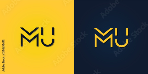 Minimalist Abstract Initial letter MU logo.