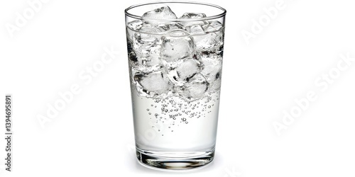 A glass of water with ice cubes in it