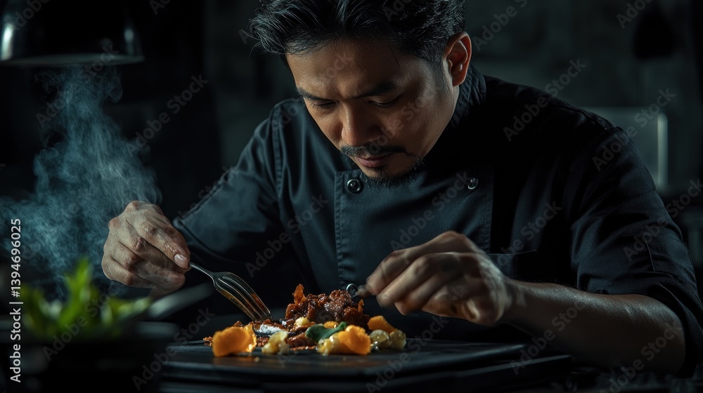 Obraz premium Chef preparing a gourmet dish